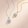 Elegante collar con colgante de moissanita en forma de gota de agua, cadena para la clavícula S925 de plata multicapa con incrustaciones de piedras brillantes