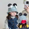 Chapéu de Bebê Primavera e Outono Fofo Mickey Chapéu de Pescador Jeans para Bebê Meninos e Meninas Estilo Retrô Chapéu Bucket Infantil
