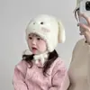 Gorro de Invierno para Bebé de Felpa con Orejas de Conejo Lindas, Gorro de Punto Grueso y Cálido, Gorro Protector de Orejas, Gorro a Prueba de Viento para Bebé