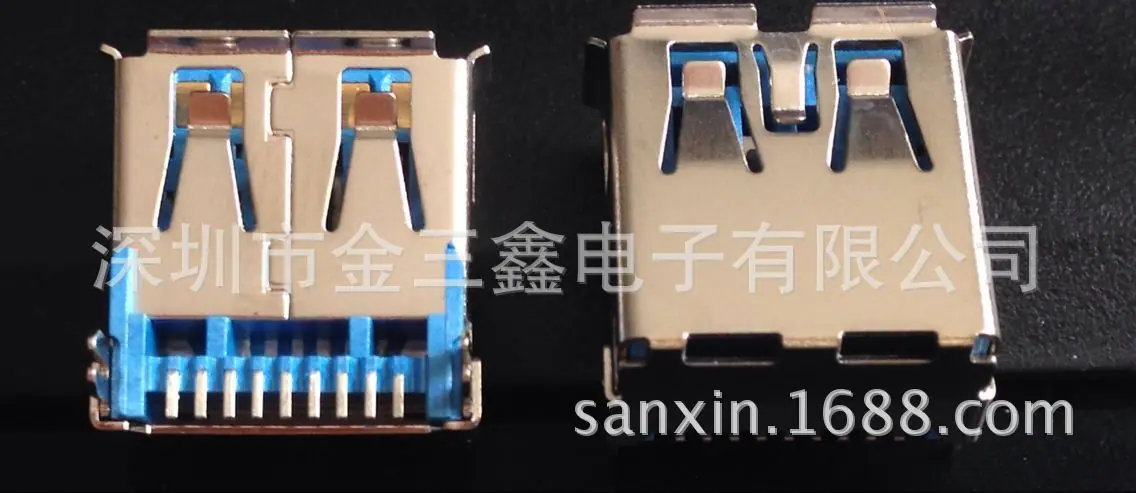 USB 3.0 A母沉板 SMT 鱼叉脚