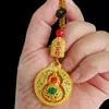Llavero de aleación con forma de calabaza estilo chino, adorno de fortuna y prosperidad, colgante para llavero, fábrica de accesorios colgantes de metal de alta gama