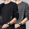 Nueva camiseta de manga larga para hombre 2026, top elástico de primavera y otoño, capa base holgada de peso pesado, camisa de manga corta para hombre