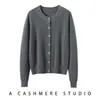 Cárdigan de punto 100% cachemira pura, moderno estilo nuevo de otoño e invierno, cuello redondo con pedrería, de un solo botón, elegante y cálido para mujer