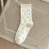 Calcetines Blancos de Media Caña para Mujer, Calcetines Holgados de Algodón Fino de Verano de Xinjiang, Calcetines Largos sin Costuras de Color Sólido con Lunares para Mujer