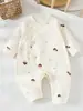 Macacão de Algodão Puro para Bebê Macacão Sem Costura Estilo Primavera e Outono 0-6 Meses Macacão de Bebê Estilo Monge para Engatinhar Roupas Infantis Anyang
