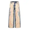 Calça Jeans Lavada com Água Floco de Neve Estilo Wasteland Masculina Acabamento Pesado Tie-Dye Vintage Bordado Nicho Perna Larga Perna Reta Calça Longa Marca Tendência