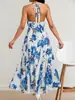 Moda Feminina Europeia e Americana Amazon Transfronteiriça Elegante Gola Alta Sem Mangas Forma A Skinny Vestido