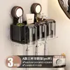 Portacepillos de Dientes para Baño Estilo Vintage sin Taladro Estante de Almacenamiento Multifuncional Montado en la Pared con Portavasos