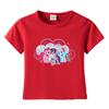 Camiseta Infantil de Algodão com Gola Redonda e Manga Curta Estampada de Pônei Roupa de Bebê Camiseta de Algodão para Meninas Comércio Exterior