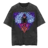 Estilo de Rua Harajuku Camiseta Masculina Lavada Estampa de Anime Japonês Naruto Camiseta Retrô Verão Algodão Moda Manga Curta