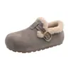 Novedad de Invierno Venta Caliente Moda Versátil Zapatos de Algodón para Mujer Zapatos de Piel Engrosados con Terciopelo Suela Suave Cómodos para los Pies Zapatos de Algodón Casuales
