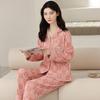 Fábrica Otoño Nuevo en stock Pijama de Pareja Venta Directa Suelto Cómodo Casual Simple Estampado Ropa de Casa Ropa Exterior