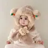 Gorro Bufanda para Bebé con Protector de Cuello Integrado Otoño e Invierno Gorro con Protección para Orejas de Bebé Lindo Súper Lindo Gorro de Peluche para Niños y Niñas