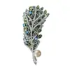 Broche de Lujo Ligero de Cobre Microincrustado con Circonita Perla Natural Adorno de Pluma Hueca de Hoja Accesorio para Chaqueta de Traje de Alta Gama para Mujer