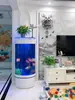 Aquário de Vidro Cilíndrico Estilo Europeu, Montado na Parede Vertical, para Uso Doméstico na Sala de Estar, Sem Necessidade de Trocar a Água, com Filtro Traseiro, Aquário de Chão