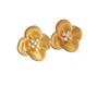 Pendientes de metal mate con diseño de flor y diamante para mujer, sencillos, dulces, exquisitos, a la moda, elegantes, combinables con todo.