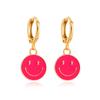 Brincos Fofos de Carinha Sorridente com Gotejamento de Óleo Europeus e Americanos Brincos Simples de Metal com Sorriso Brincos da Moda Criativos Brincos para Mulheres
