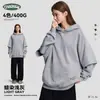 Sudadera con capucha para hombre Ckx de algodón puro, peso pesado de 400 g, estilo dos piezas falsas, sudadera de doble capa en las mangas, estilo vintage y desgastado