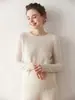 Nuevo Suéter de Punto de Cachemira Casual Simple Versátil Holgado de Color Sólido con Cuello Redondo para Mujer Otoño e Invierno