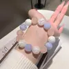 Pulseira Popular Floco de Neve Fantasma Branco da Xiaohongshu para Mulheres, Pulseira de Cristal com Contas, Pulseira de Ágata Azul Cristal Rosa, Joia de Mão