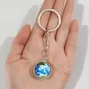 Chaveiro Sistema Solar Pingente de Metal Galáxia Nebulosa Terra Marte Saturno Bola de Vidro Dupla Face Charme de Chaveiro
