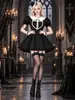 Ropa de Actuación de Canto de Subcultura Gótica Oscura Europea y Americana Encaje Chica Atractiva Dulce Fresca Y2K Vestido Lolita Negro