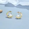 Brinco de Pérola da Lua Prata Esterlina 925 Feminino Nova Moda Brinco de Pérola da Lua Ins Joia Elegante para Orelha