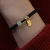 Cuerda de Mano para Pareja Marca Fu para Mujer Ins Lujo Ligero Nicho Diseño de Alta Gama Pulsera Simple Versátil Pulsera de Regalo de Cumpleaños