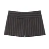 Ropa de Mujer al por Mayor Transfronteriza Estilo Europeo y Americano Primavera 2026 Nuevos Shorts de Rayas Finas de Cintura Baja y Cintura Ancha Estilo Europeo y Americano