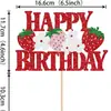 Amazon Topper para Pastel de Cumpleaños Flor Blanca de Fresa Primer Cumpleaños de Bebé Niña Decoración de Pastel Feliz Cumpleaños Inserto