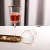 Copa Triangular de Vidrio Martillado con Borde Dorado de Lujo Nórdico, Copa de Vino de Cristal de Alta Estética, Copa de Champaña, Vaso de Agua, Copa Decorativa