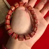 Venta al por mayor de fábrica Arena de Cristal Cinabrio Pulsera de Cuentas Barril Chapadas en Oro Mantra de Seis Caracteres Año de Nacimiento Bajo Contenido Disponible para Envío