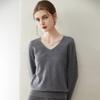 Camiseta de punto de cachemira 100% pura lista para usar de primera línea para mujer, cuello en V, suave y cerosa, agradable a la piel, suéter de punto de manga larga para mujer