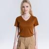 Nova Camiseta de Algodão Mercerizado de 15 Cores Dupla Face 80 Fios para Mulheres Branca Manga Curta Verão Solta Gola Redonda V Top Camiseta para Usar por Baixo