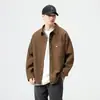 Otoño e Invierno Nuevo Vintage Japonés marrón Camisa de Trabajo para Hombre Holgada Talla Grande Casual Camisa Chaqueta Juvenil Top de Moda