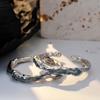 J1301 Anillo de Plata de Ley 925 Estilo K con Esmalte que No se Desvanece, Elegante de Nicho, Exquisito y de Gama Alta Anillo de Dedo Índice con Esmalte de Goteo para Mujeres