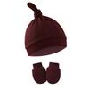 Comercio exterior gorro de llanta para recién nacido europeo y americano guantes antiarañazos gorro anudado para bebé gorro para bebé con pezón 8308