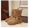 Nuevas Botas Cortas Retro para Aumentar la Altura Otoño e Invierno 2025 Zapatos de Mujer Punta Redonda con Cordones Botas de Suela Suave Botas Vaqueras Western Birkenstock