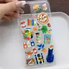 Nueva colección estética de dibujos animados dorada y roja de seis pegatinas en relieve para journaling, decoración de fundas de teléfono y materiales de bricolaje