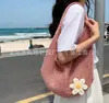Bolsa de Palha Trançada à Mão Vazada para Mulheres, Estilo Casual Preguiçoso de Verão, Bolsa de Palha de Grande Capacidade, Bolsa de Ombro para Férias na Praia