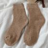 Meias Pelúcias para Mulheres no Outono e Inverno, Com Forro de Lã e Espessadas Resistentes ao Frio Meias de Cano Médio para Aquecimento em Casa e Meias para Chão Anti-Pilling Cor Lisa Meias Femininas