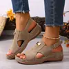 2025 Verano Amazon Comercio Exterior Nueva Primavera/Verano Talla Grande Banda Elástica Cuña Boca de Pez Sandalias de Moda para Mujeres Venta al por Mayor