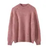 Suéter de Tricô Fio Fancy GNC 25% Seda de Amora 75% Caxemira Feminino Gola Alta Meia-calça Manga Raglan Camada Base Grossa