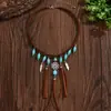 Collar de Moda para Mujer Estilo Bohemio Turquesa Simple Versión Coreana Cadena para la Clavícula Estilo Étnico Joyería con Borlas