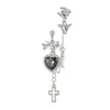 Subcultura LAnd Aretes Cruz de Bud Estilo Loli Oscuro Pequeño Demonio Y2K Dulces Y Geniales Aretes de Corazón y Moño