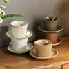 Juego de tazas de café de cerámica, taza con boca de cerdo, taza de capuchino, taza para latte art, taza para latte, estilo creativo retro de lujo ligero ins