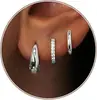 Brincos Argola Lisos de Camada Dupla Estilo Minimalista para Mulheres, Design de Nicho Mini Argola Anel Duplo C-Shaped Ear Cuffs para o Dia a Dia