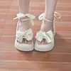 Sandálias Femininas 2026 Novo Estilo Laço Estilo Fada Sola Grossa Tira de Pérola Bico Aberto Romanas Sapatos Femininos Camadas Alto Padrão