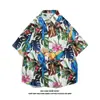 Camisa Floral Retro Vintage Estilo Hong Kong de Manga Corta Diseño Estilo Tailandés Hawaiano Camisa de Marca Atractiva de Moda para Hombres y Mujeres
