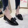 Sapatilhas Casuais de Bico Fino com Laço para Mulheres, Sapatos de Couro Simples para Calçar e Ir ao Trabalho para Mulheres, Verão